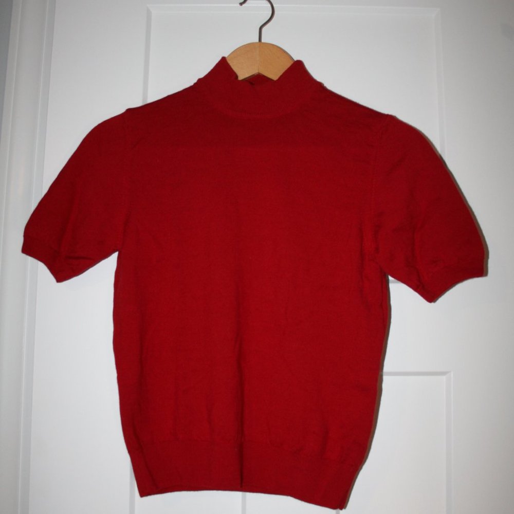 Bloomingdale's Red Mock Turtleneck Sweater Size Small
